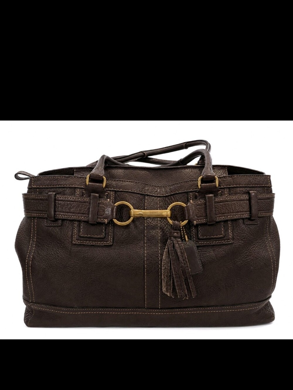 Vintage Coach Hampton Soho Large Pebbled Leather Carryall Bag Brown H0693-10215
